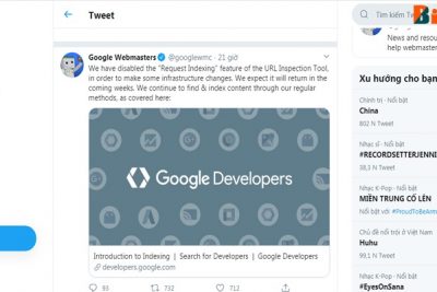 Google tạm thời tắt tính năng yêu cầu lập chỉ mục.